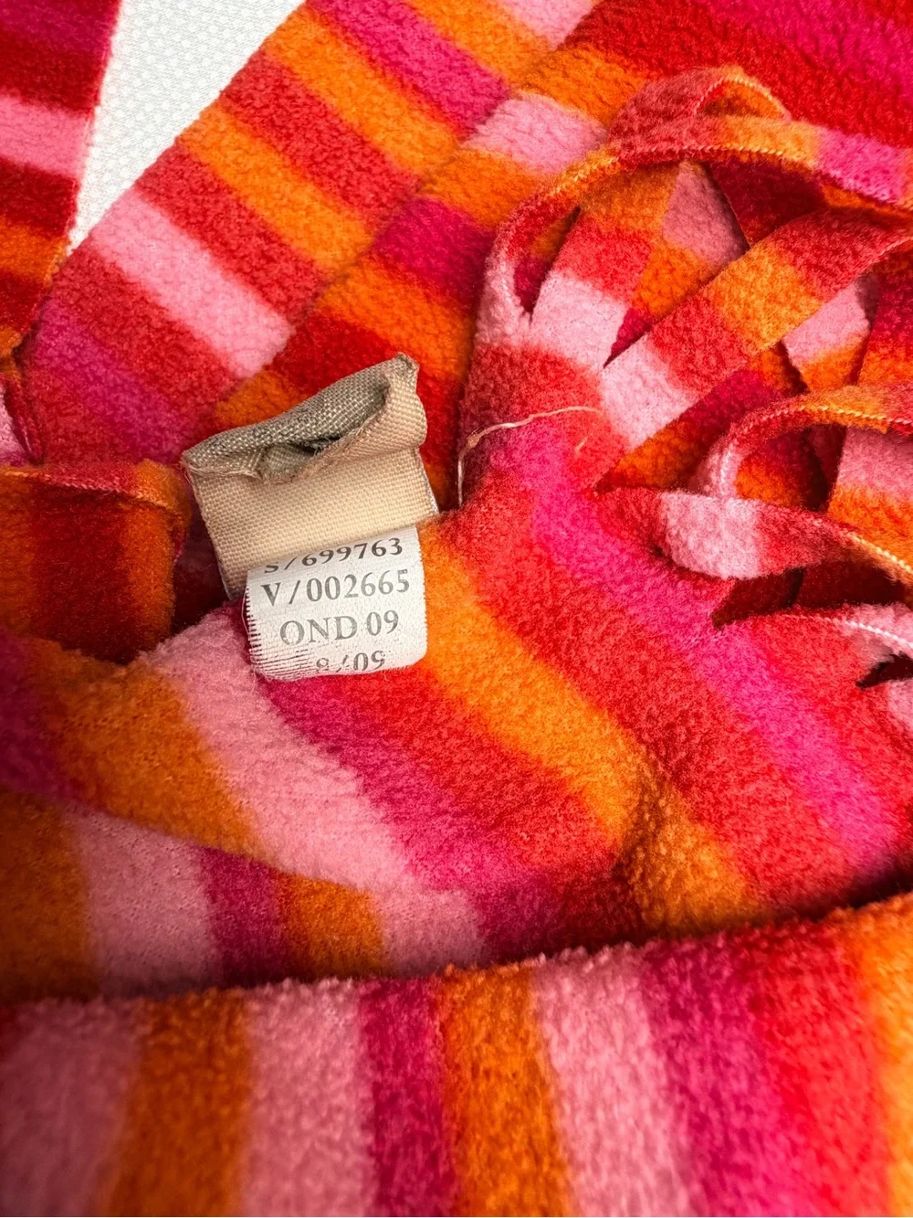 Old Navy Striped Fleece Scarf Pink Red Orange Fringe Y2K Colorful Winter